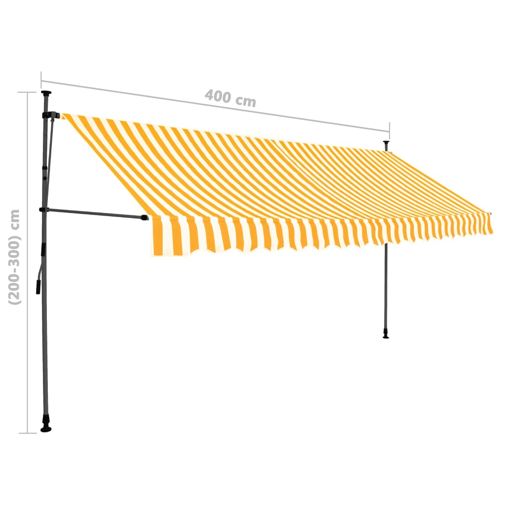 Copertină retractabilă manual cu LED, alb & portocaliu, 400 cm