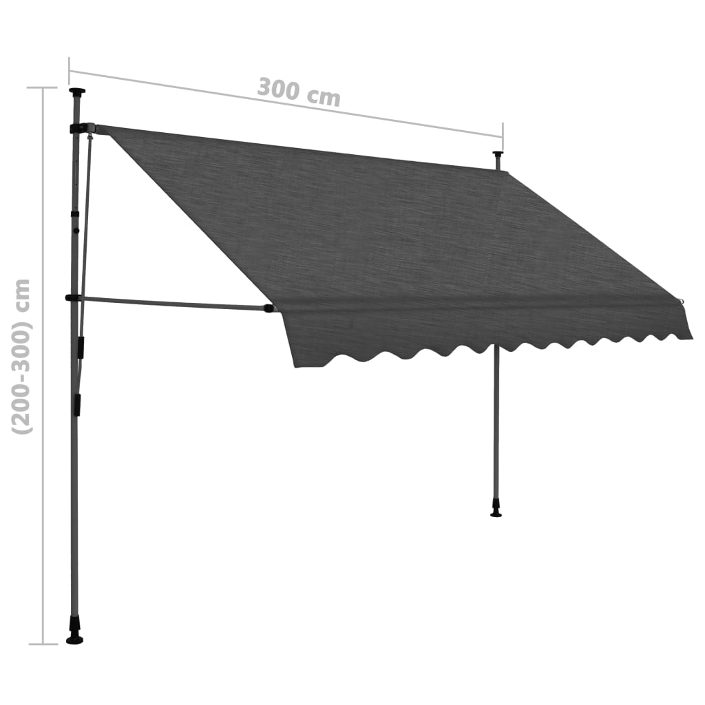 Copertină retractabilă manual cu LED, antracit, 300 cm