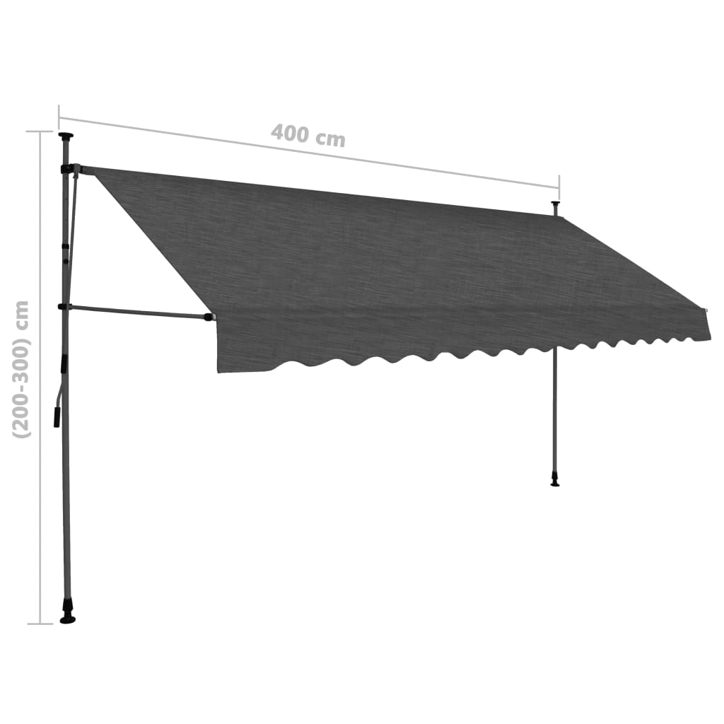 Copertină retractabilă manual cu LED, antracit, 400 cm