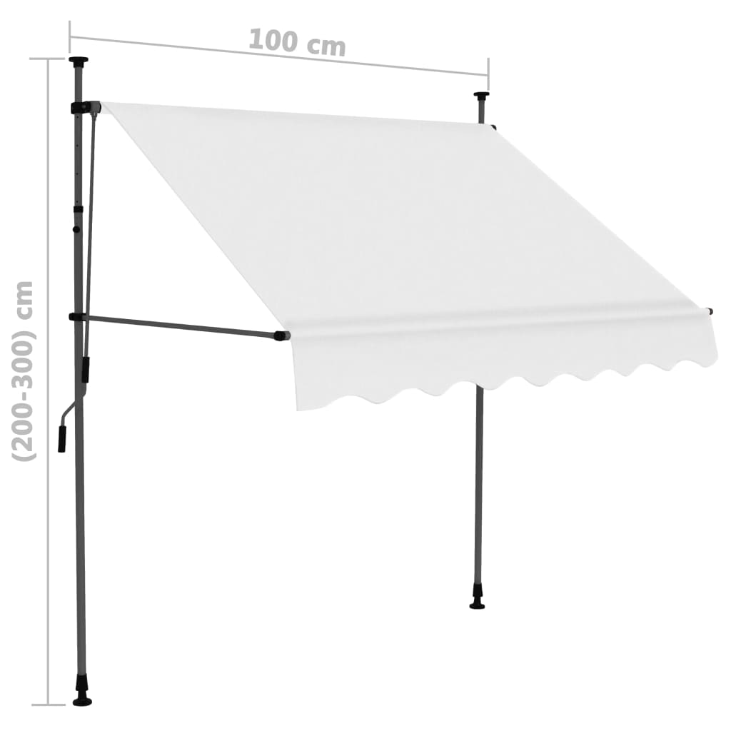 Copertină retractabilă manual cu LED, crem, 100 cm