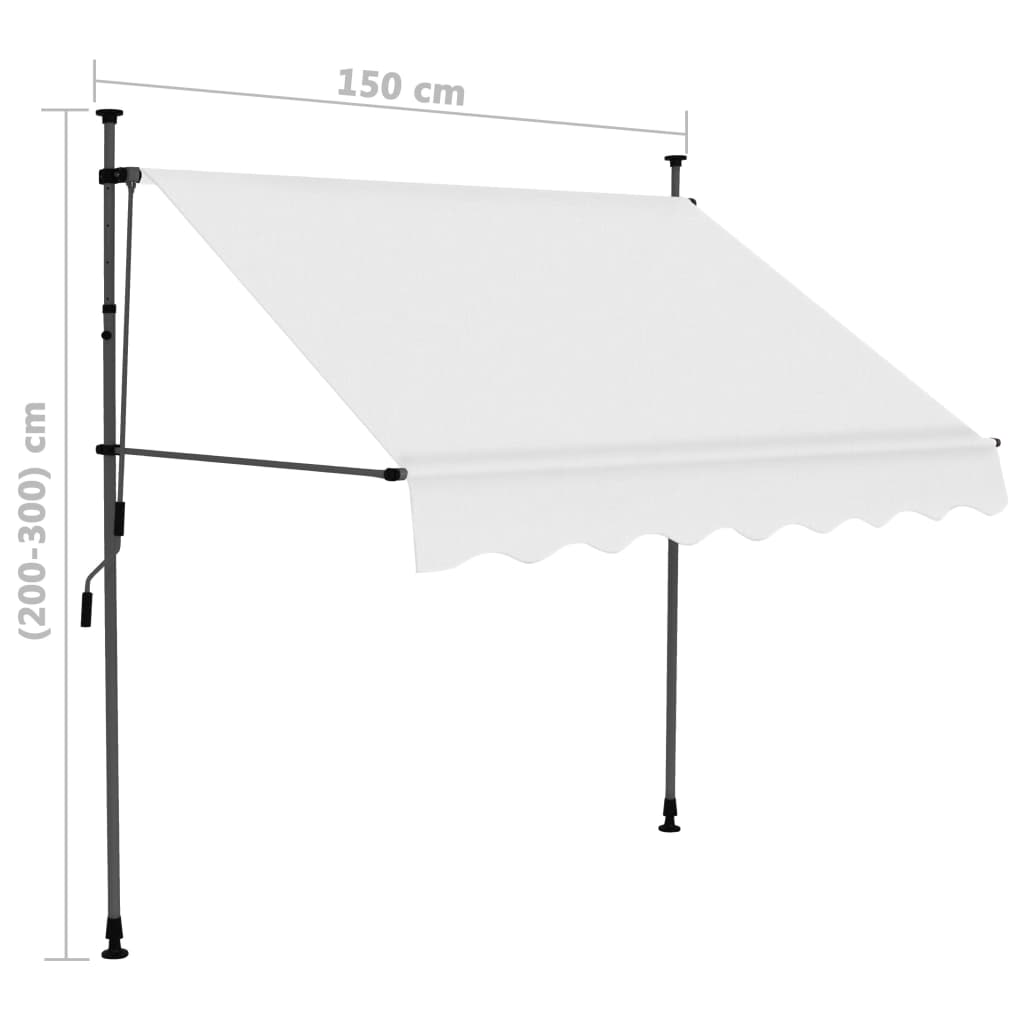 Copertină retractabilă manual cu LED, crem, 150 cm