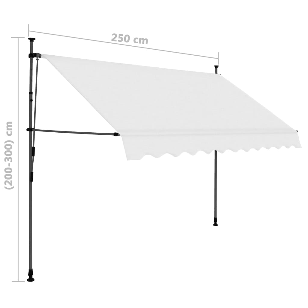 Copertină retractabilă manual cu LED, crem, 250 cm