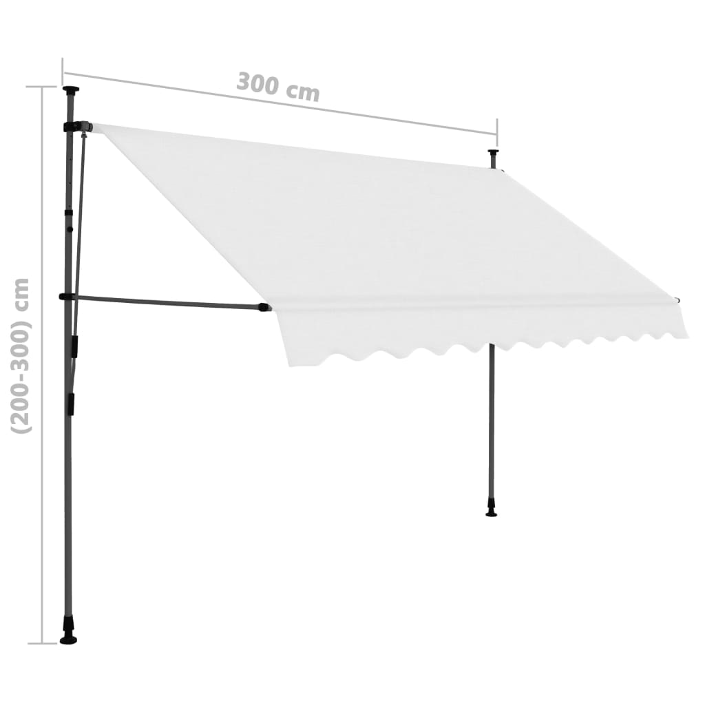 Copertină retractabilă manual cu LED, crem, 300 cm