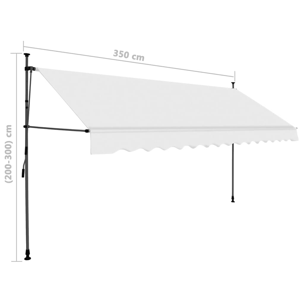 Copertină retractabilă manual cu LED, crem, 350 cm