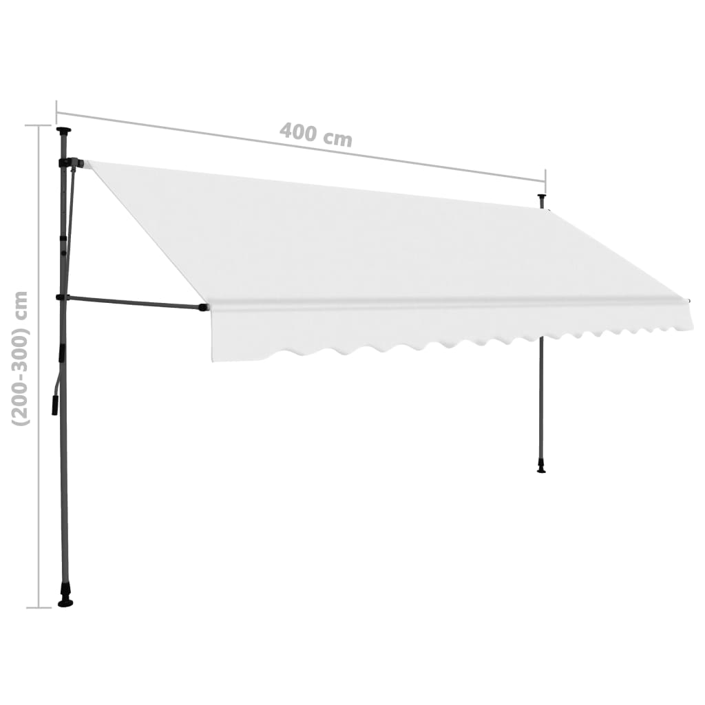 Copertină retractabilă manual cu LED, crem, 400 cm