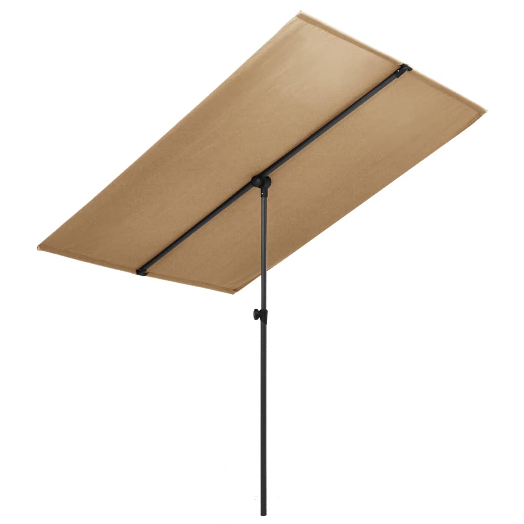 Umbrelă de soare exterior, stâlp aluminiu, gri taupe, 2x1,5 cm