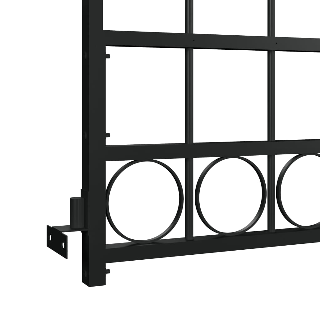 Poartă de gard cu arcadă, negru, 100 x 200 cm, oțel