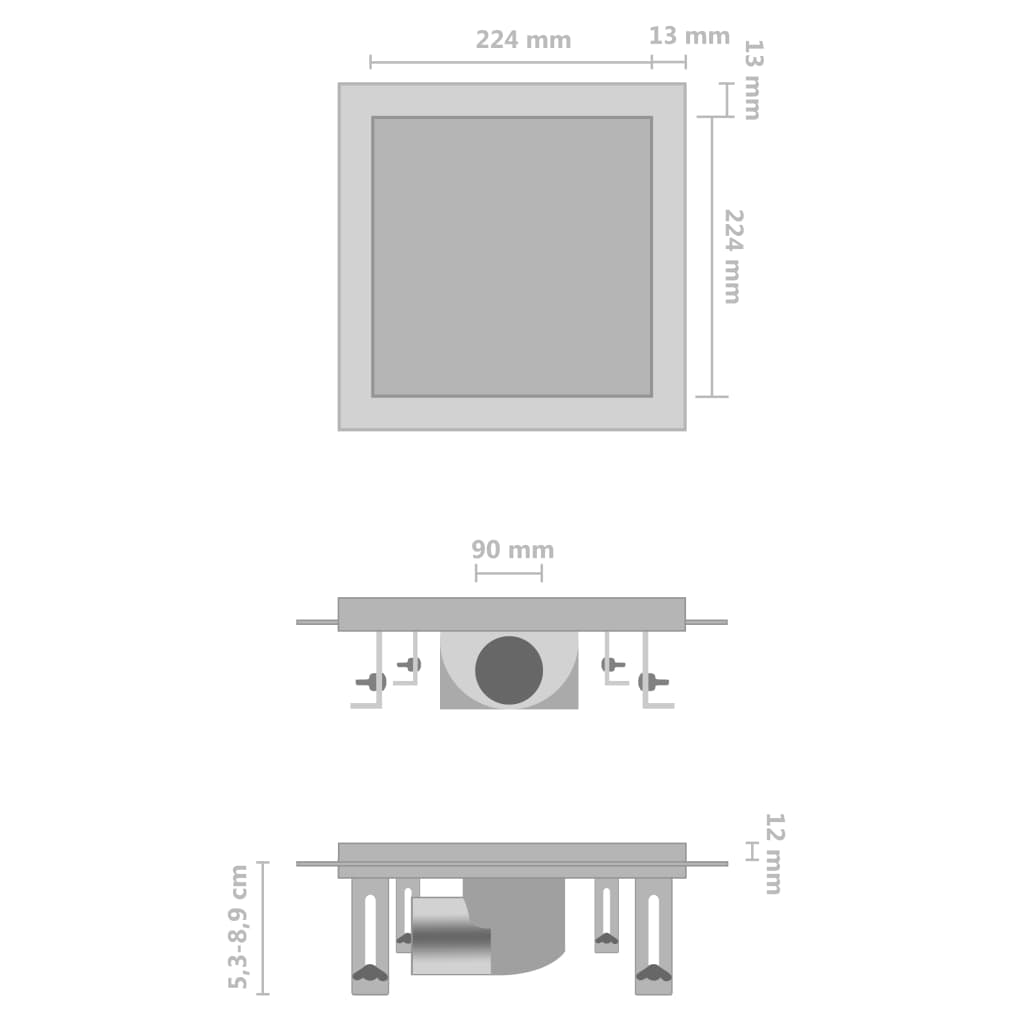 Rigolă de duș capac plat gresie 2-în-1 25x25 cm oțel inoxidabil