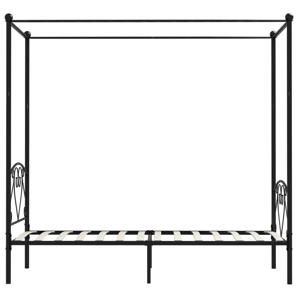 Cadru de pat cu baldachin, negru, 120 x 200 cm, metal