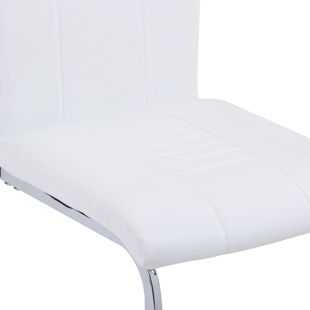 Scaune de sufragerie, 6 buc., alb, piele ecologică