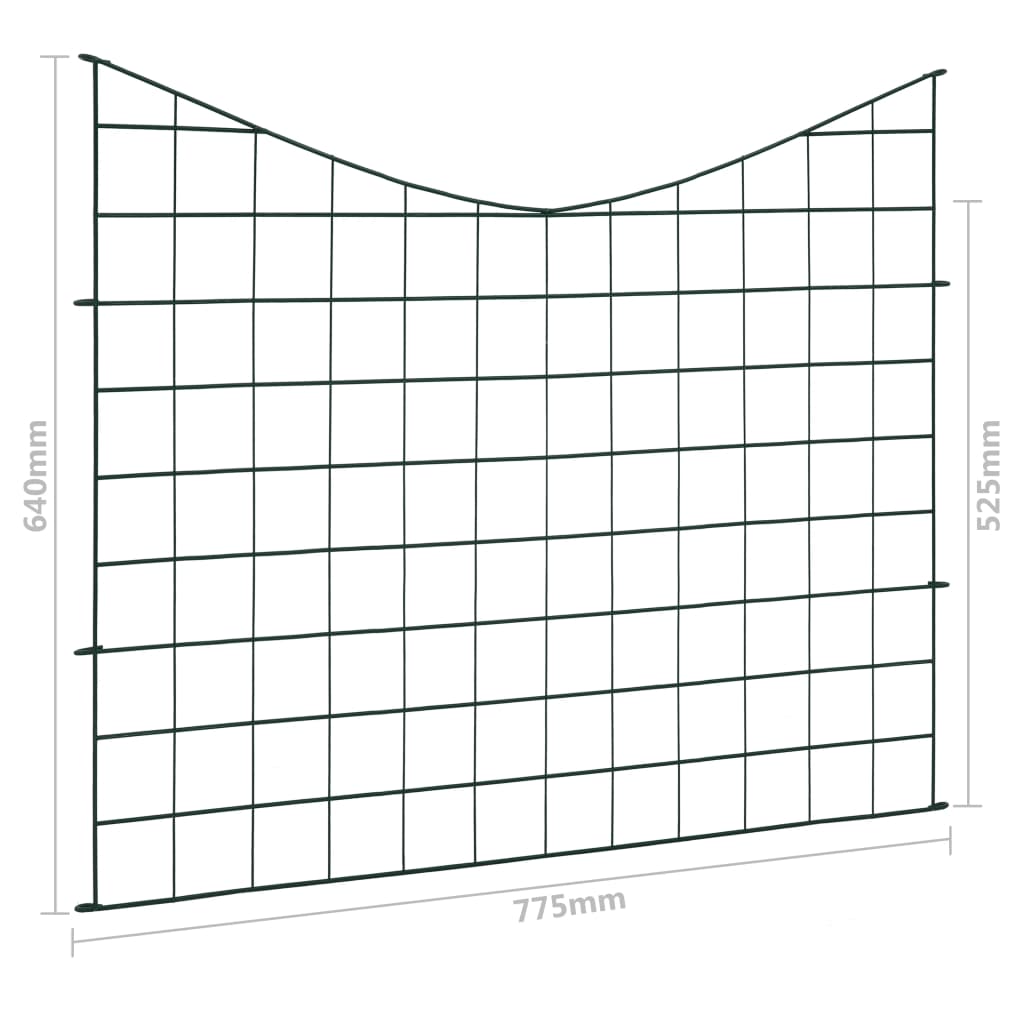 Set gard de iaz arcuit concav, verde, 77,5 x 64 cm