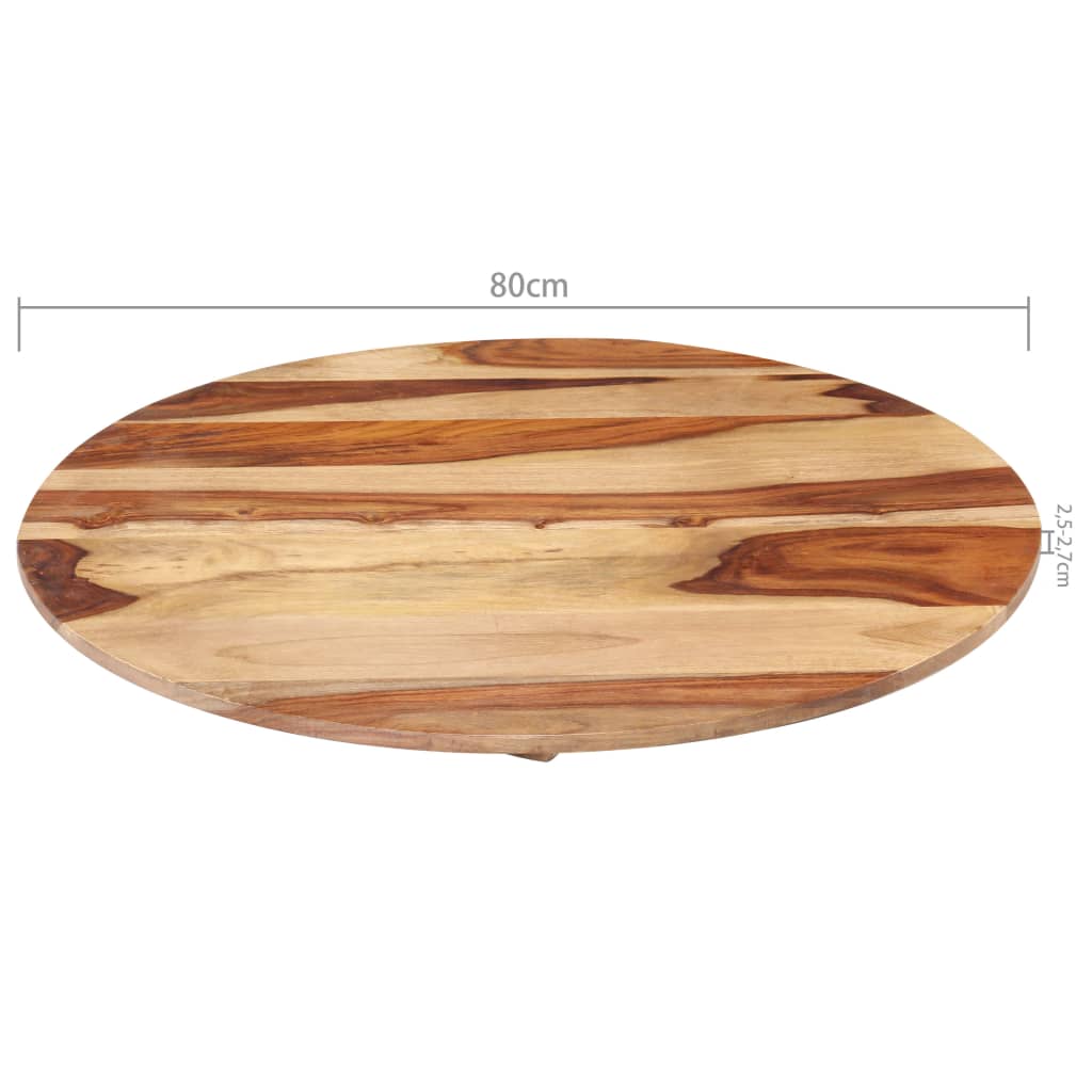 Blat de masă, 80 cm, lemn masiv de sheesham, rotund, 25-27 mm