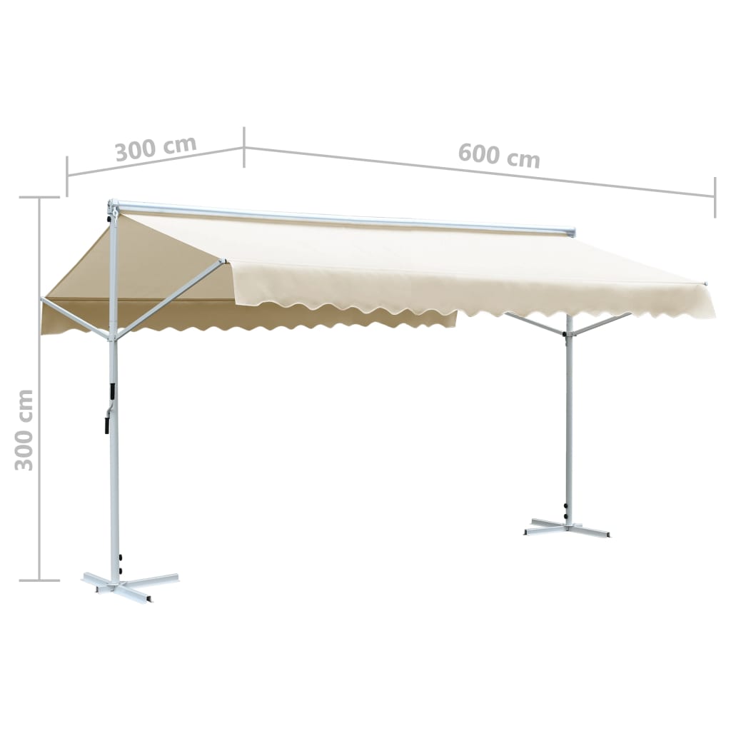 Copertină cu structură independentă, crem, 600 x 300 cm