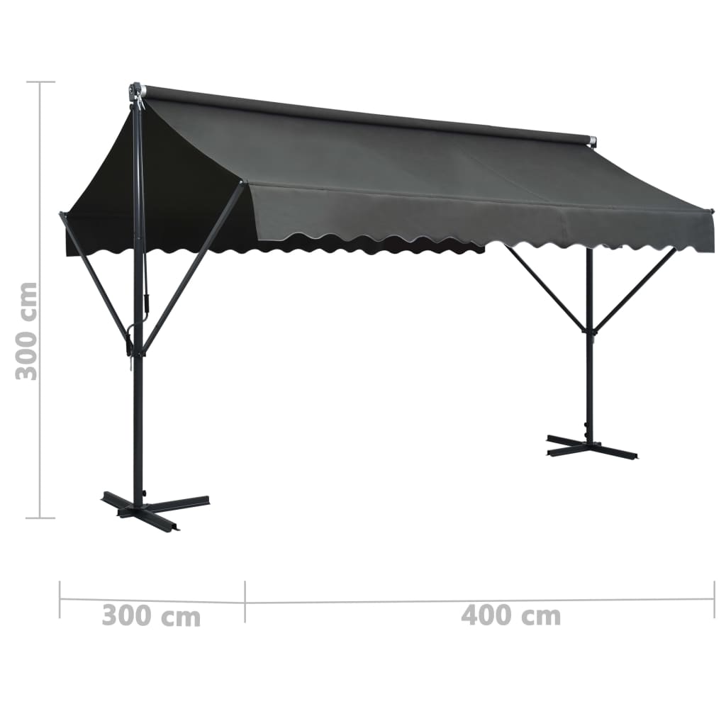 Copertină cu structură independentă, antracit, 400 x 300 cm