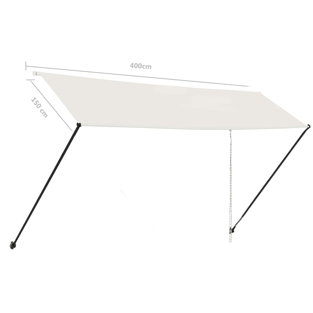 Copertină retractabilă cu LED, crem, 400 x 150 cm