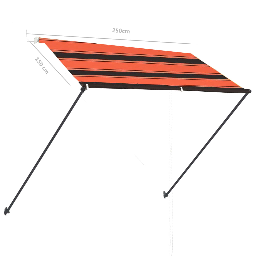 Copertină retractabilă cu LED, portocaliu & maro, 250 x 150 cm