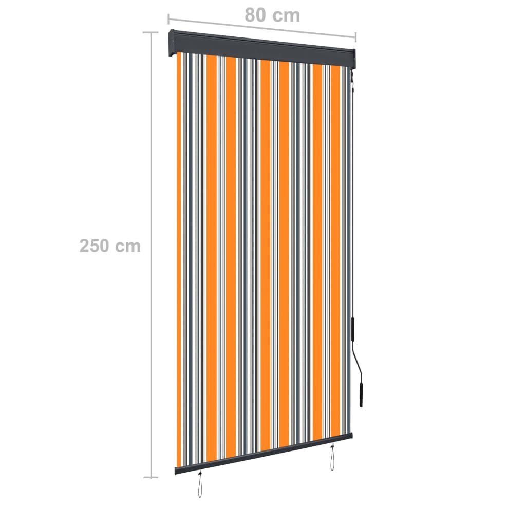 Jaluzea tip rulou de exterior, galben și albastru, 80 x 250 cm