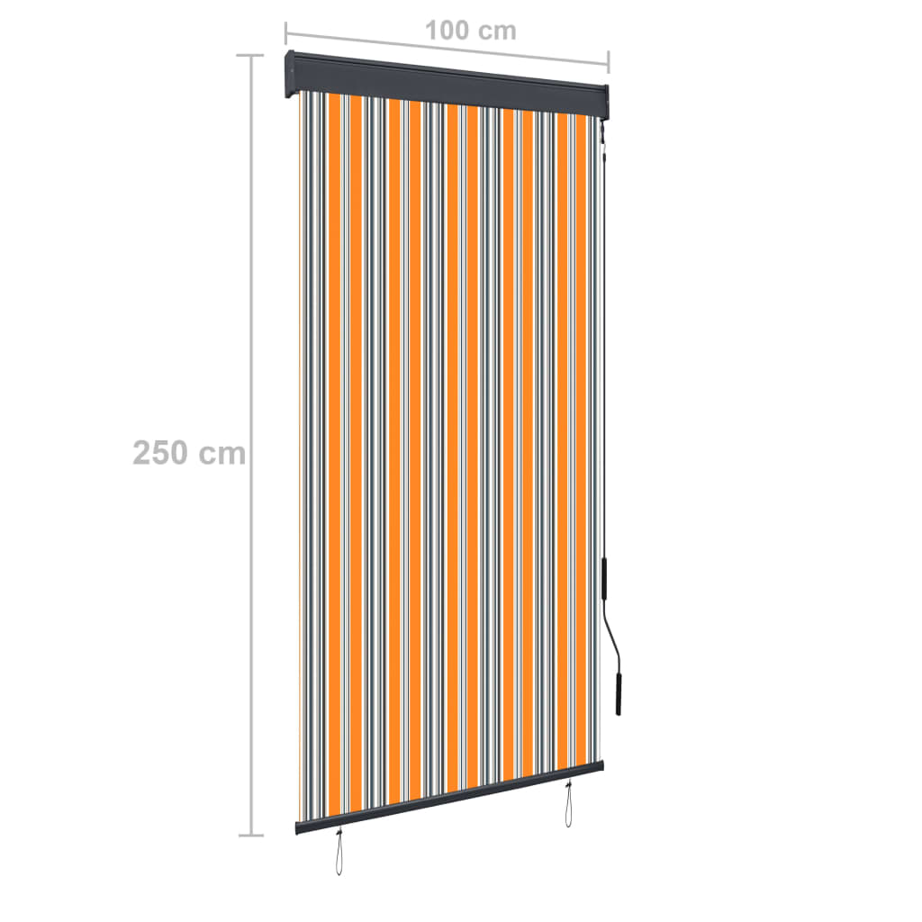 Jaluzea tip rulou de exterior, galben și albastru, 100 x 250 cm