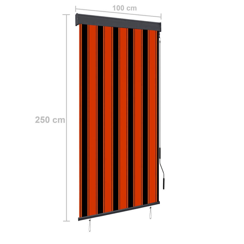 Jaluzea tip rulou de exterior, portocaliu și maro, 100 x 250 cm