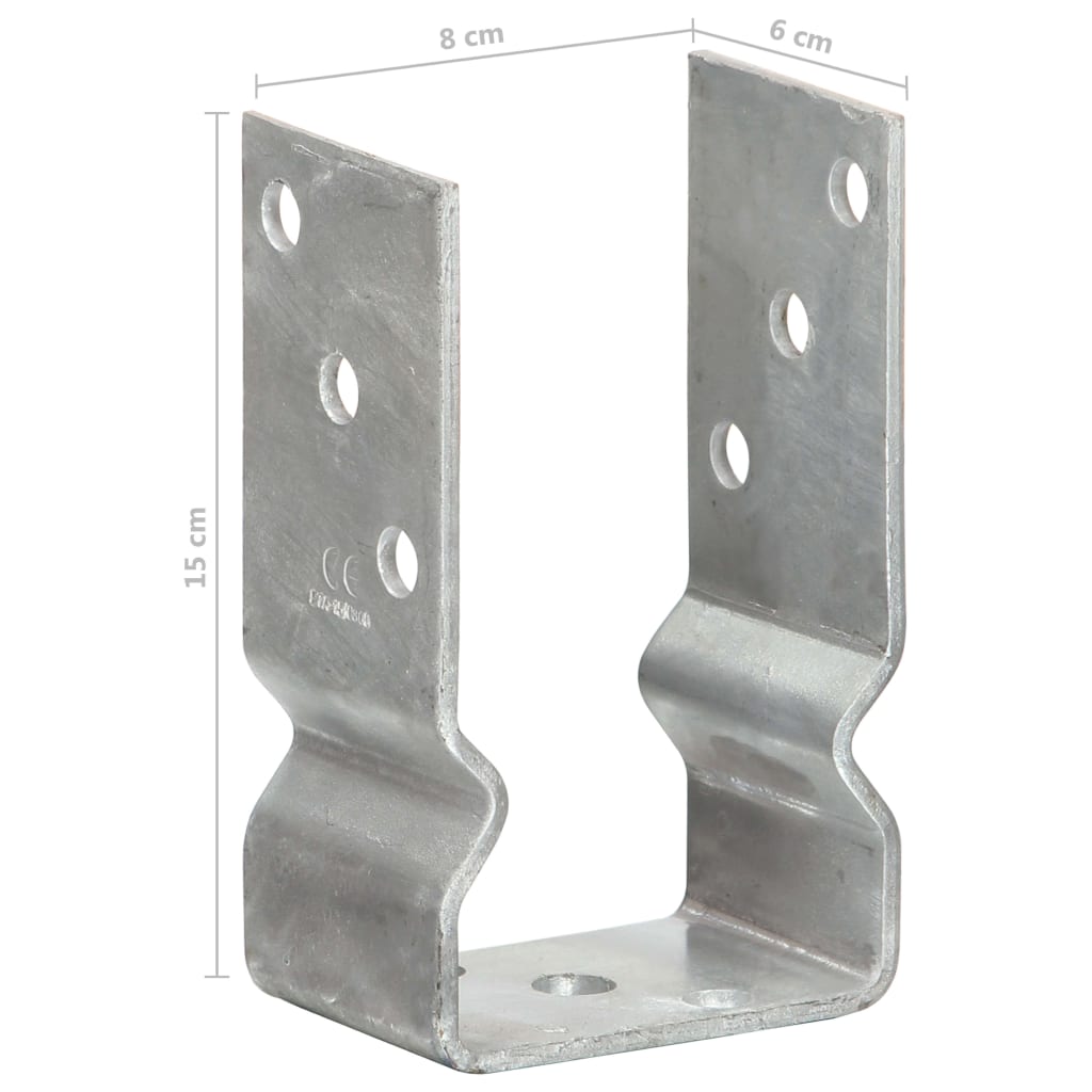 Ancore de gard, 12 buc., argintiu, 8x6x15 cm, oțel galvanizat