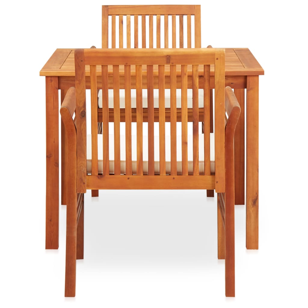 Set mobilier de exterior cu perne 3 piese, lemn masiv de acacia