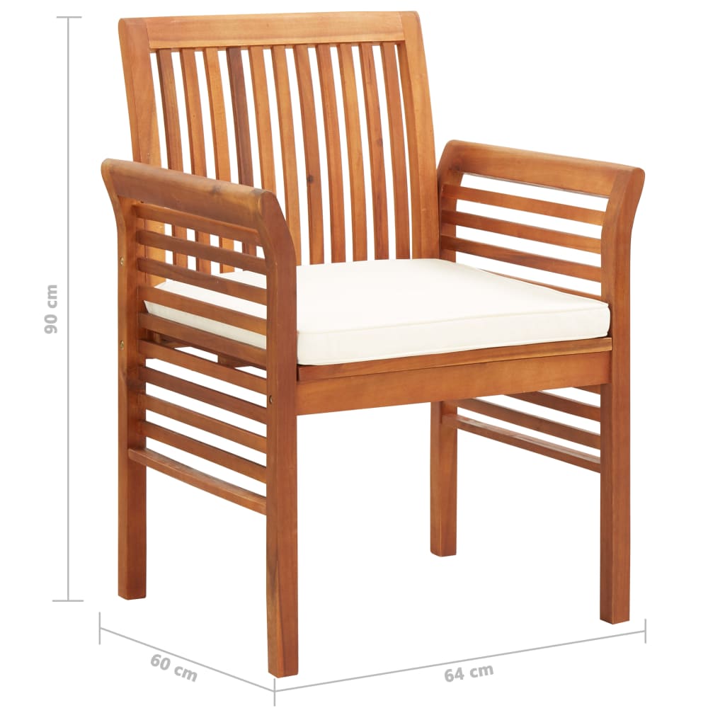 Set mobilier de exterior cu perne 3 piese, lemn masiv de acacia