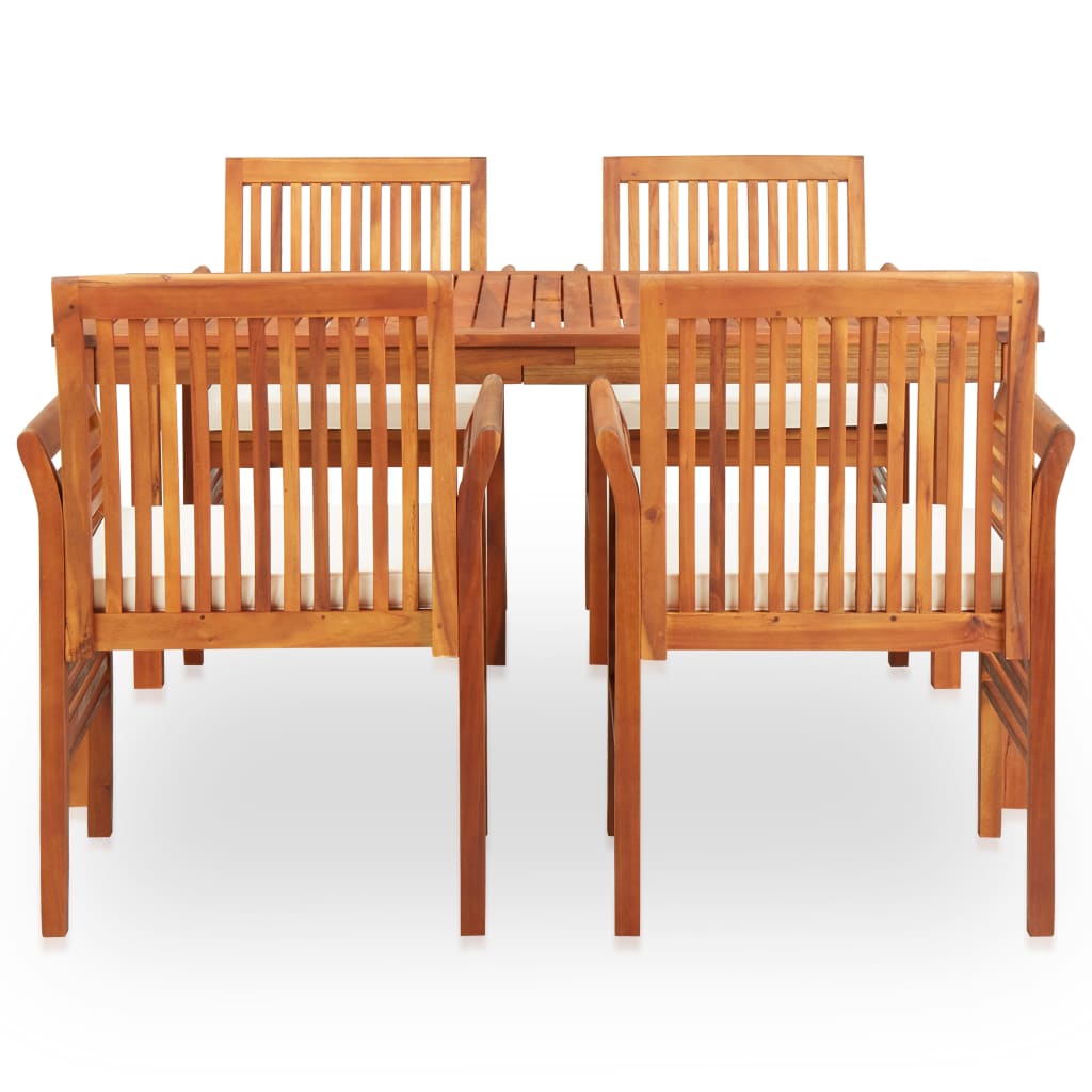 Set mobilier de exterior cu perne 5 piese lemn masiv de acacia