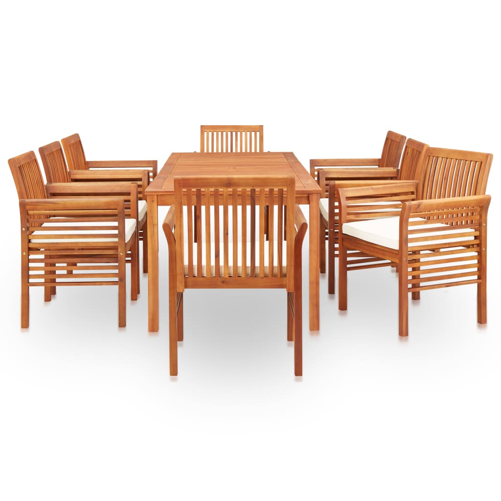 Set mobilier de exterior cu perne 9 piese lemn masiv de acacia