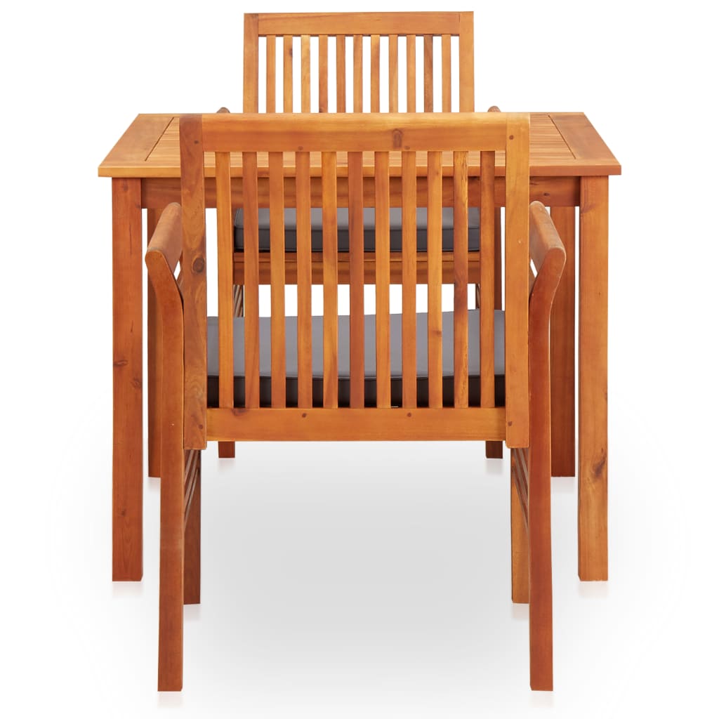 Set mobilier de exterior cu perne 3 piese, lemn masiv de acacia