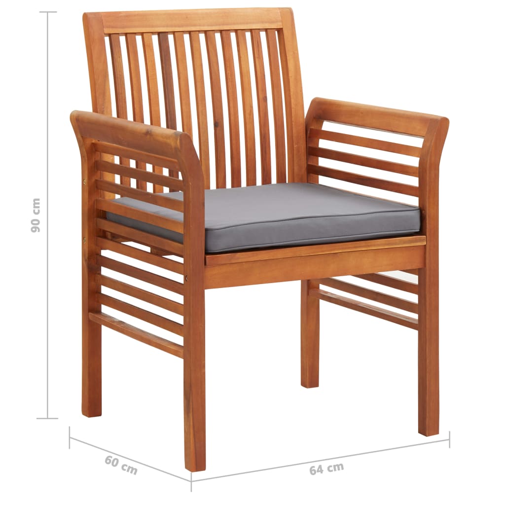 Set mobilier de exterior cu perne 3 piese, lemn masiv de acacia