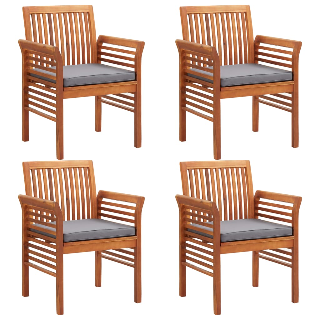 Set mobilier de exterior cu perne 5 piese, lemn masiv de acacia