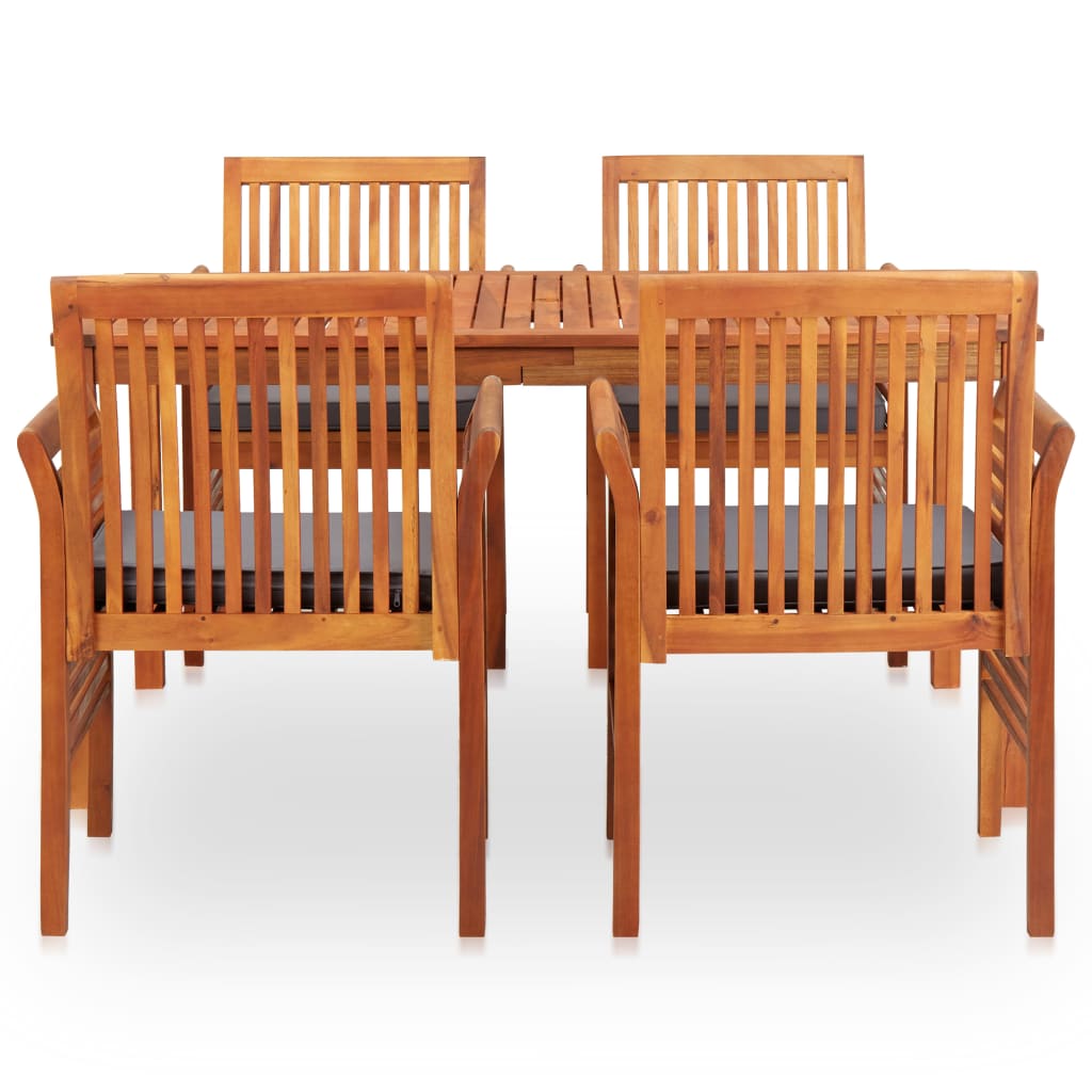 Set mobilier de exterior cu perne 5 piese, lemn masiv de acacia