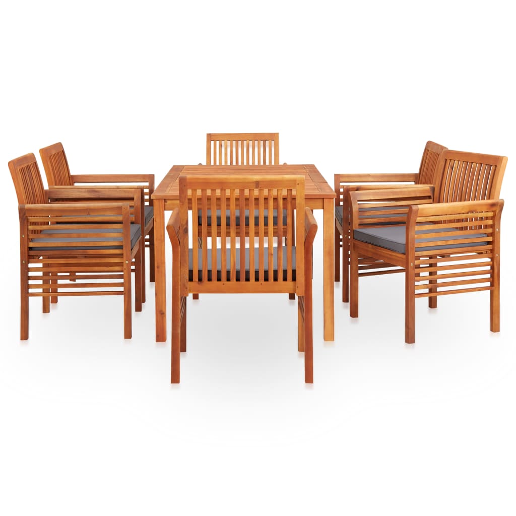 Set mobilier de exterior cu perne 7 piese, lemn masiv de acacia