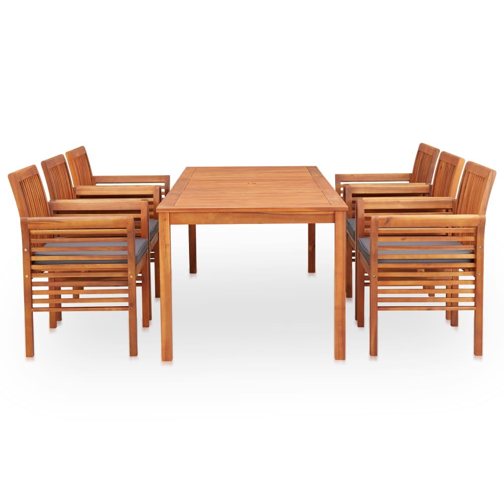 Set mobilier de exterior cu perne 7 piese, lemn masiv de acacia