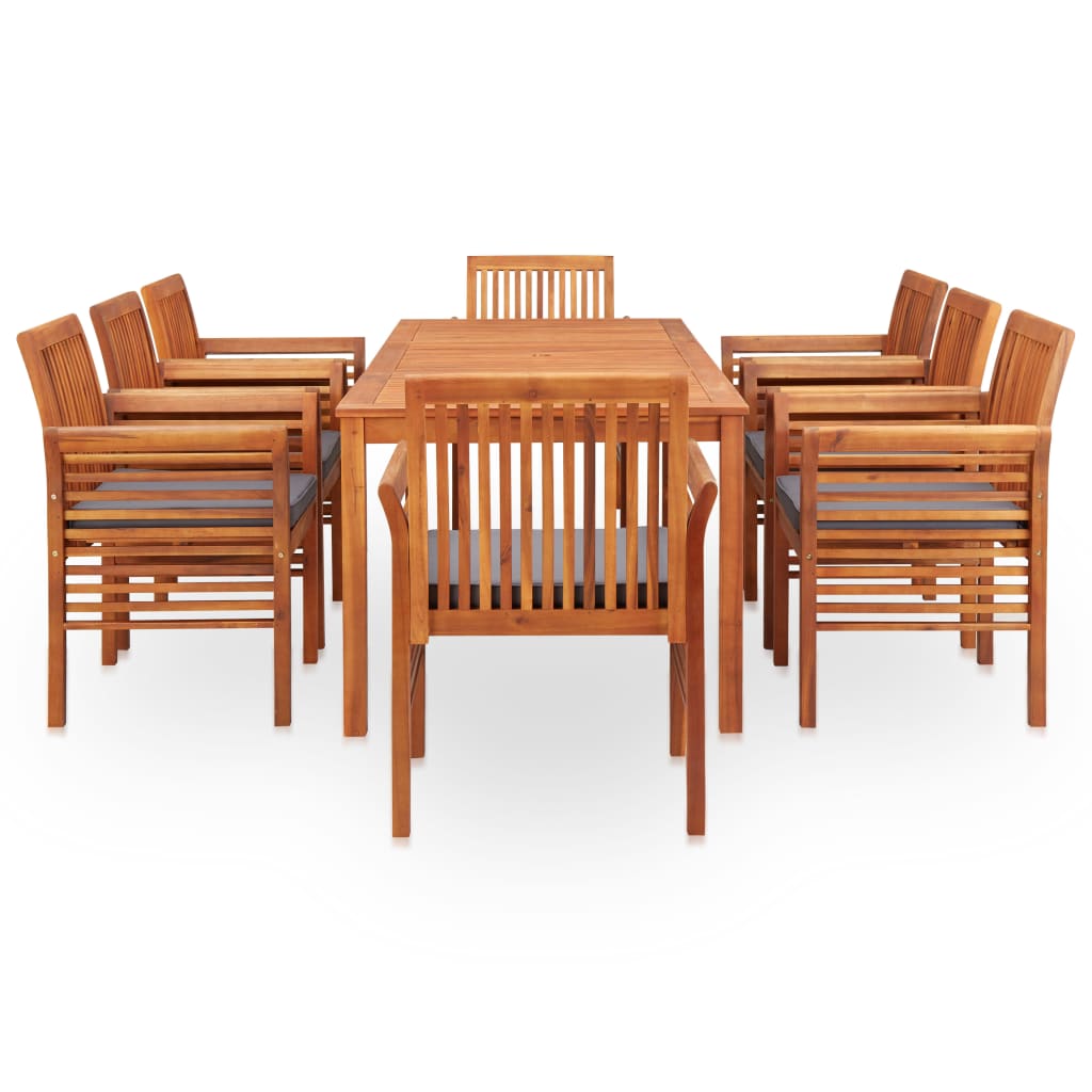 Set mobilier de exterior cu perne 9 piese, lemn masiv de acacia