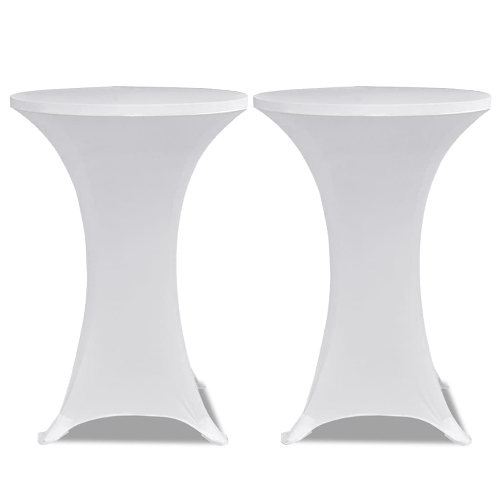 Husă de masă cu picior Ø60 cm, 4 buc., alb, elastic