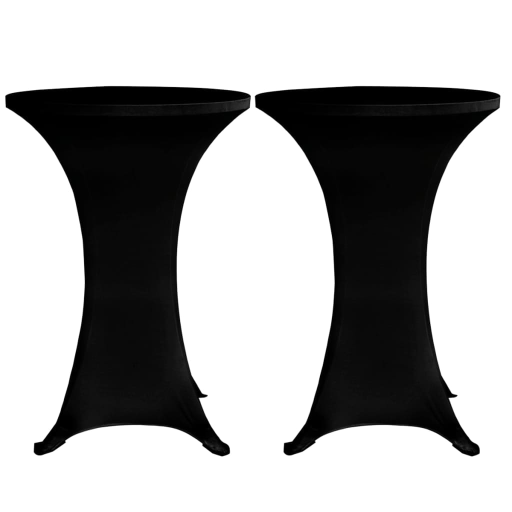 Husă de masă cu picior Ø60 cm, 4 buc., negru, elastic