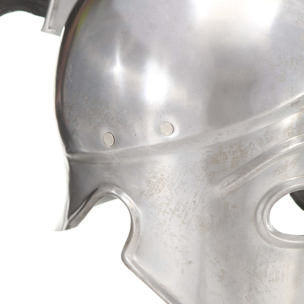 Coif războinic grec aspect antic, joc roluri, argintiu, oțel
