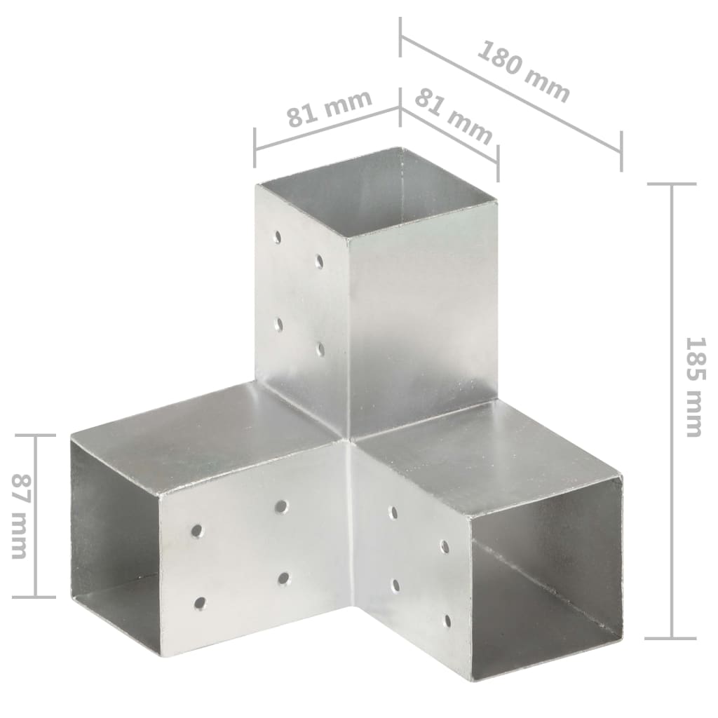 Conectori de grindă, formă Y, 4 buc, 81x81 mm, metal galvanizat