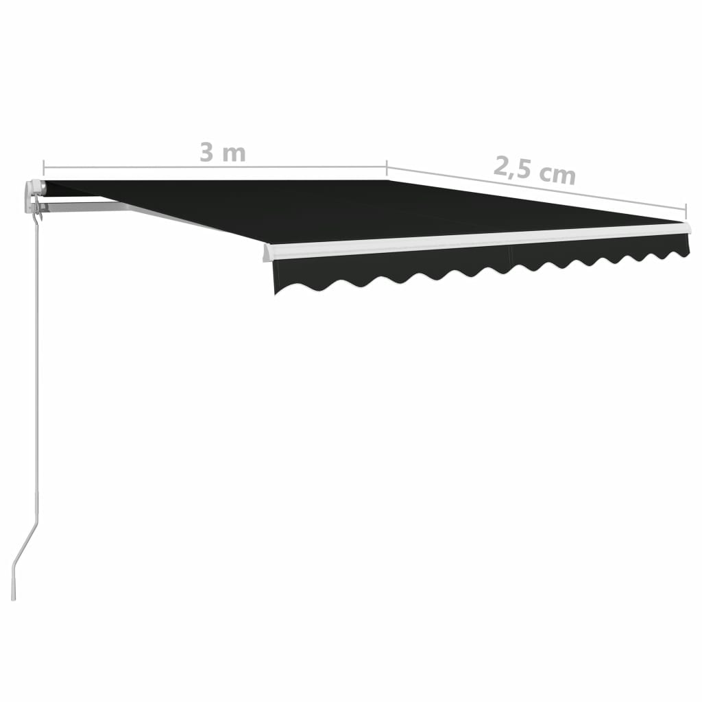 Copertină retractabilă manual, antracit, 300 x 250 cm