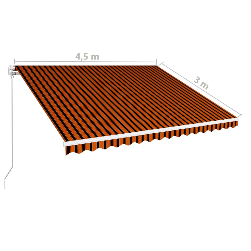 Copertină retractabilă manual, portocaliu & maro, 450 x 300 cm