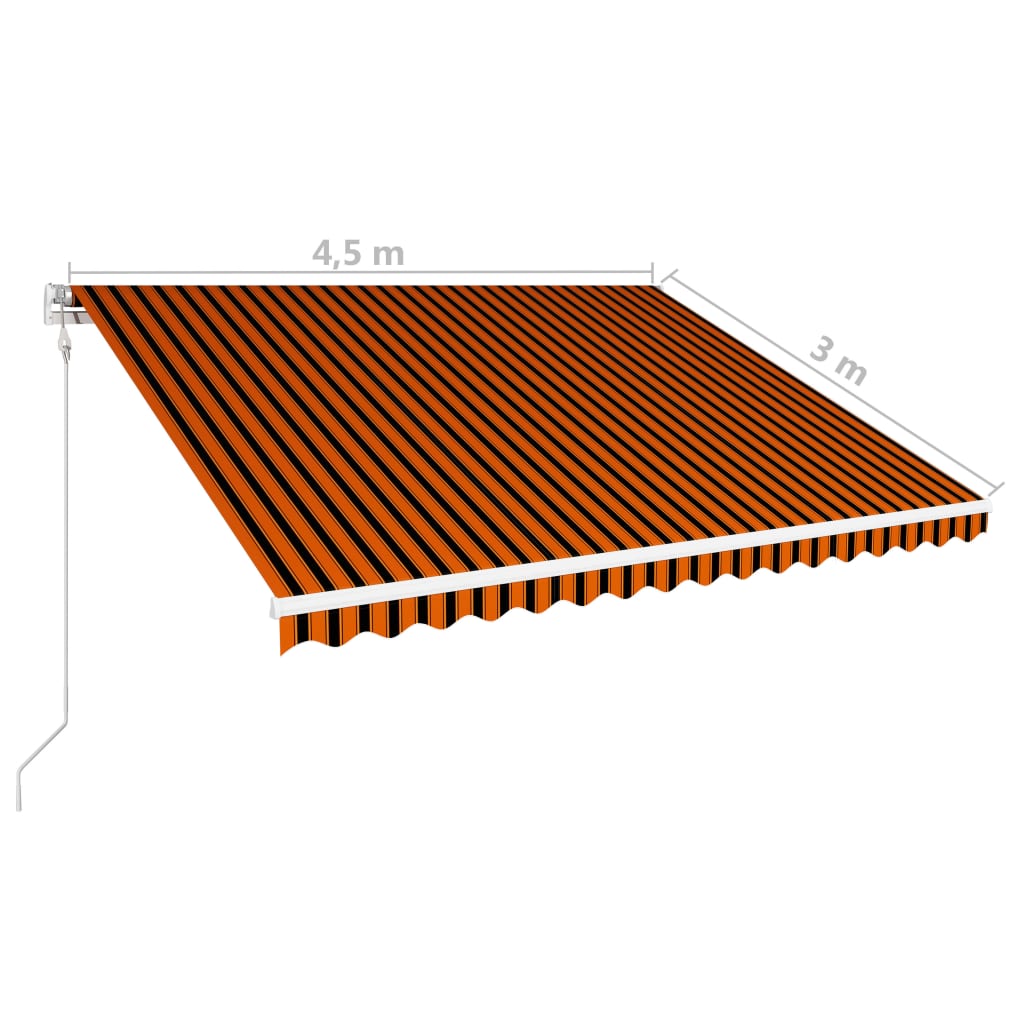 Copertină retractabilă automat, portocaliu & maro, 450 x 300 cm