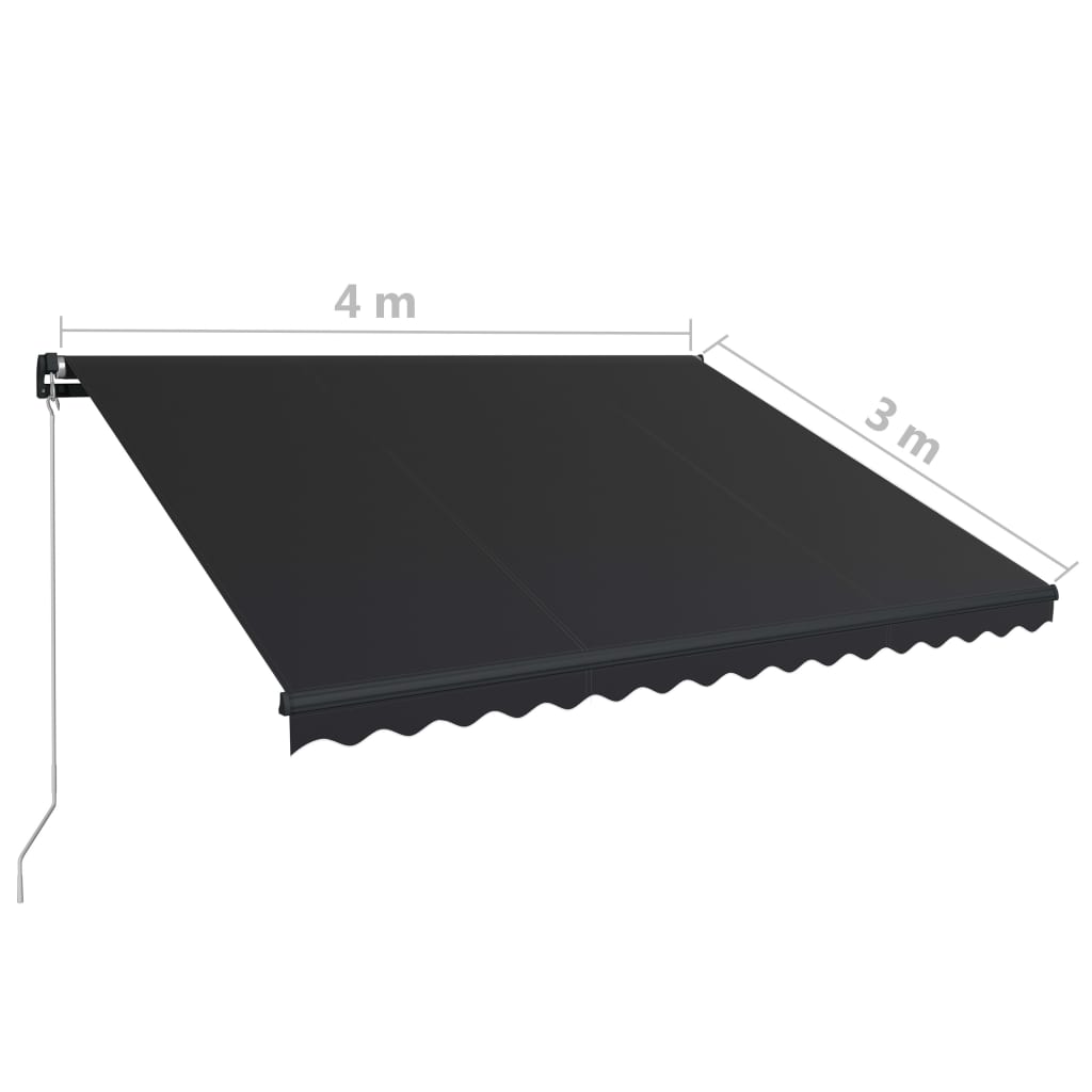 Copertină retractabilă manual cu LED, antracit, 400 x 300 cm