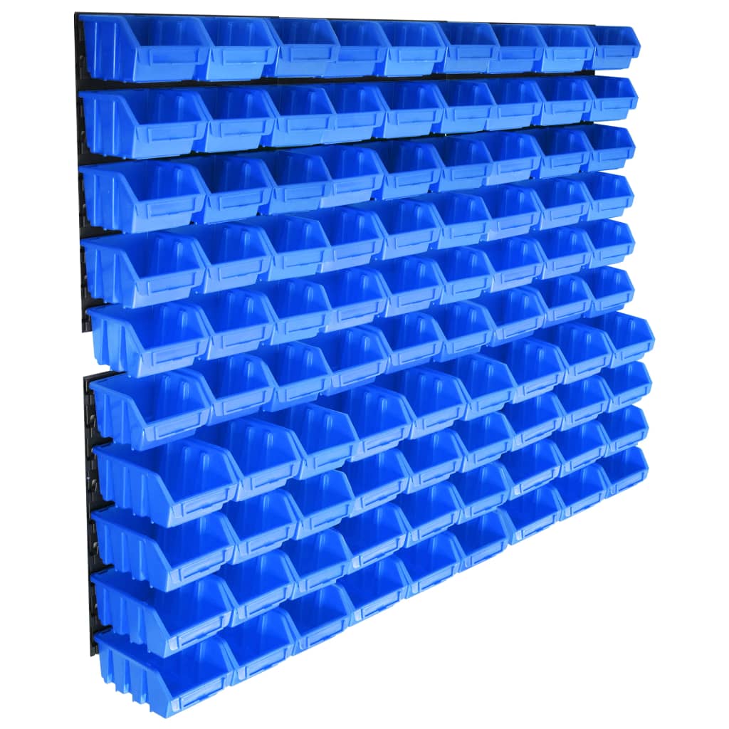 Set coșuri de depozitare 96 piese cu panouri de perete albastru