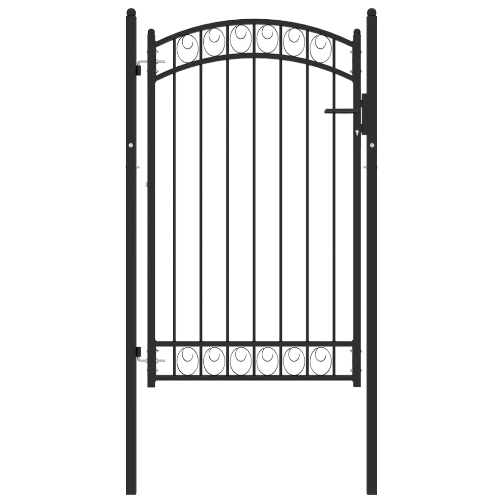 Poartă de gard cu arcadă, negru, 100x150 cm, oțel