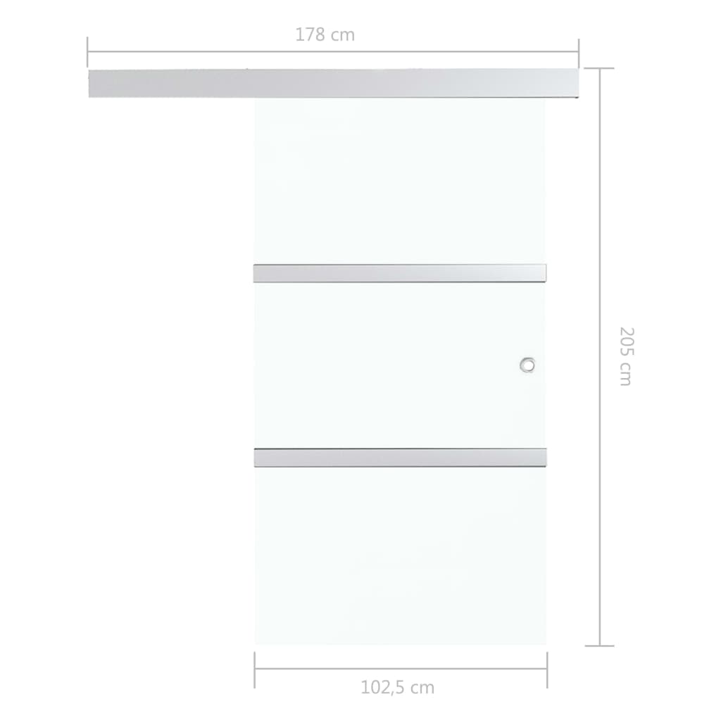 Ușă glisantă opritor silențios argintiu 102,5x205 cm sticlă ESG