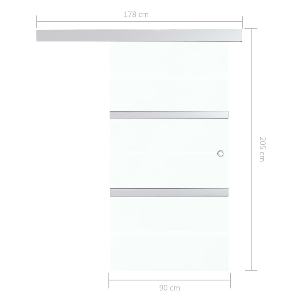 Ușă glisantă cu opritoare soft, sticlă ESG/aluminiu, 90x205 cm