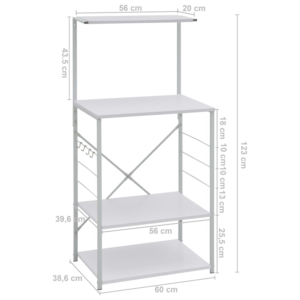 Dulap pentru cuptor de microunde, alb, 60 x 39,6 x 123 cm, PAL