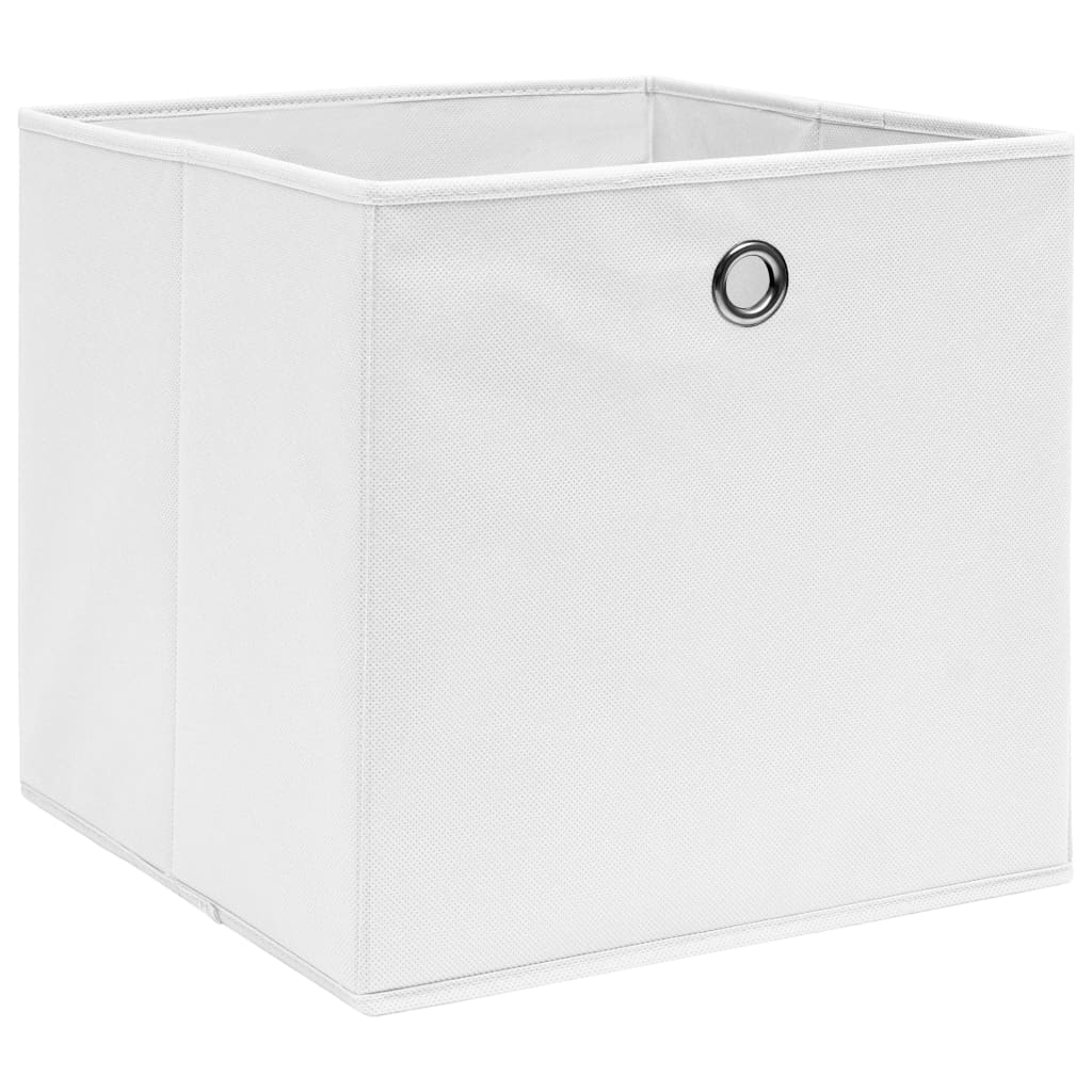 Cutii depozitare, 10 buc., alb, 32x32x32 cm, textil