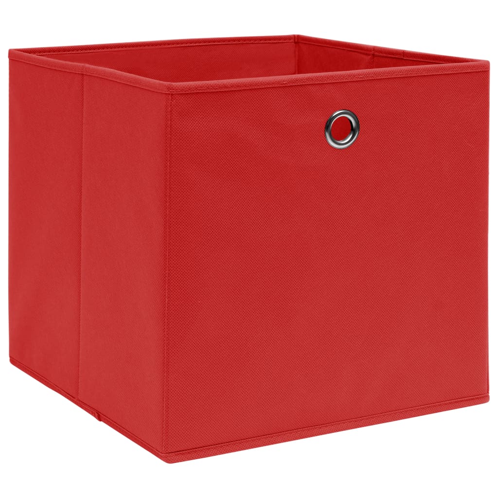 Cutii depozitare, 10 buc., roșu, 32x32x32 cm, textil
